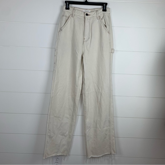 PacSun Wide Leg Carpenter Ultra High Waist Cream Color Jeans Size 27 - Picture 8 of 16